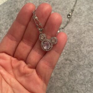 NEW Micky ears cubic zircon natural stone pendent & 18 in stainless steel chain.